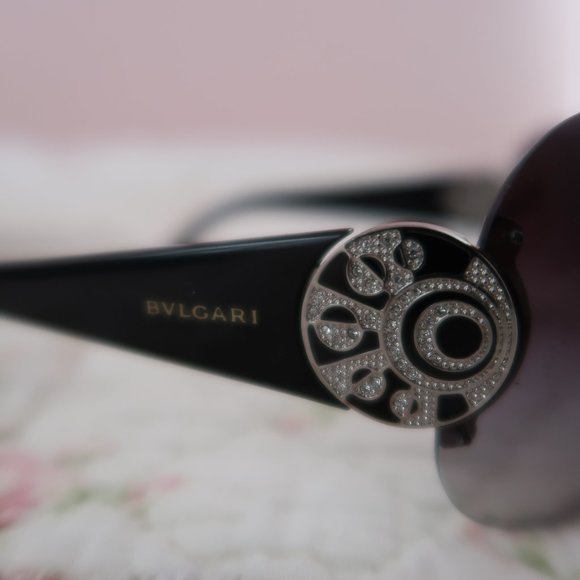 Authentic Bulgari Sunglasses 6074B Rhinestone Oversized Wrap Brown Gradient - Picture 3 of 4